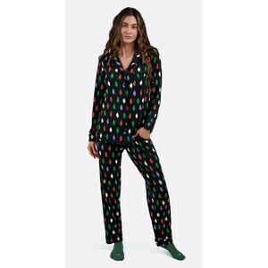 MeUndies Christmas Lights UltraModal Long Sleeve PJ Set Womens Size Medium New